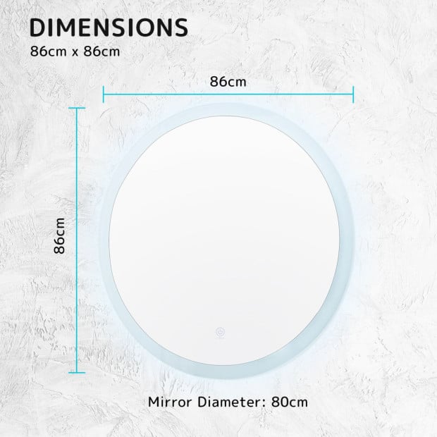 80cm LED Wall Mirror Round Bathroom Image 9