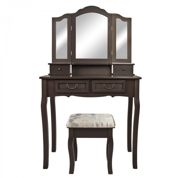 Dressing Table 4 Drawers 3 Mirrors - DIANA BROWN