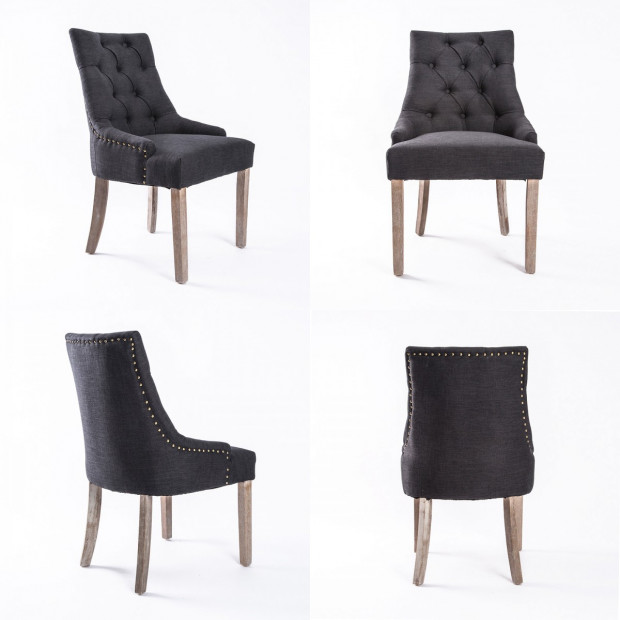 4X French Provincial Oak Leg Chair AMOUR - BLACK Image 2