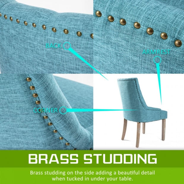 4X French Provincial Oak Leg Chair AMOUR - BLUE Image 3