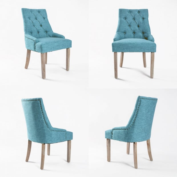 2X French Provincial Oak Leg Chair AMOUR - BLUE Image 2