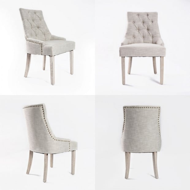 1X French Provincial Oak Leg Chair AMOUR - CREAM Image 2