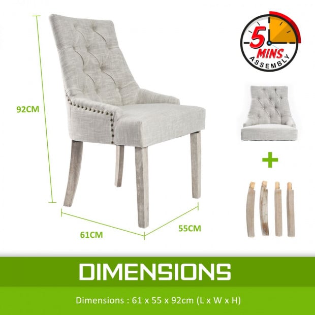 1X French Provincial Oak Leg Chair AMOUR - CREAM Image 9