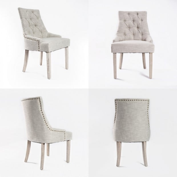 4X French Provincial Oak Leg Chair AMOUR - CREAM Image 2