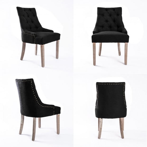 1X French Provincial Oak Leg Chair AMOUR - DARK BLACK Image 2