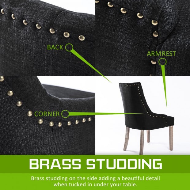 1X French Provincial Oak Leg Chair AMOUR - DARK BLACK Image 3