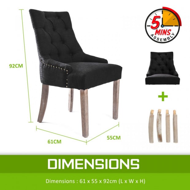 1X French Provincial Oak Leg Chair AMOUR - DARK BLACK Image 9
