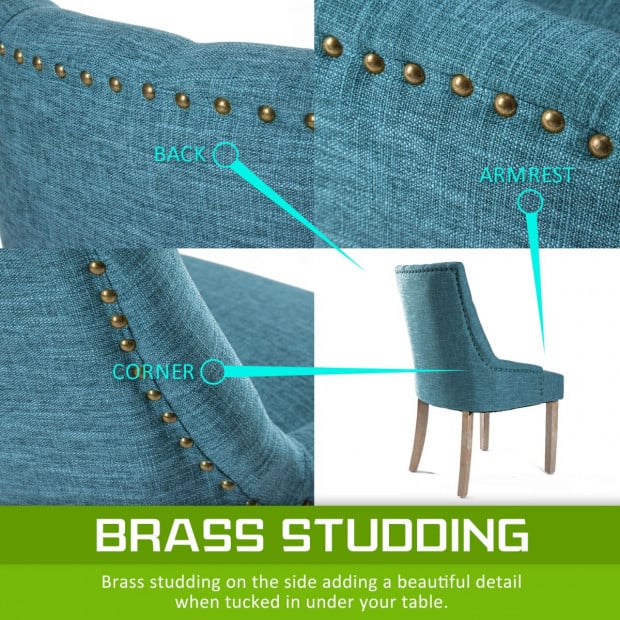 2X French Provincial Oak Leg Chair AMOUR - DARK BLUE Image 3