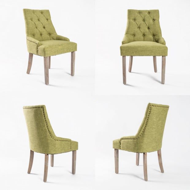 1X French Provincial Oak Leg Chair AMOUR - GREEN Image 2