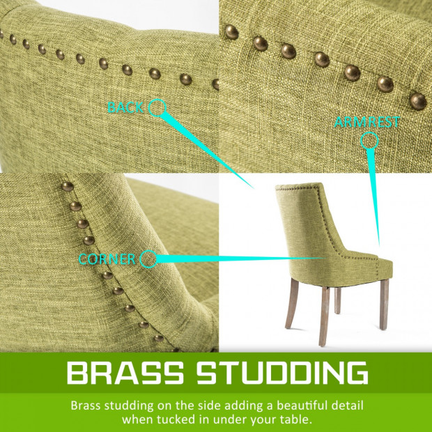 1X French Provincial Oak Leg Chair AMOUR - GREEN Image 3