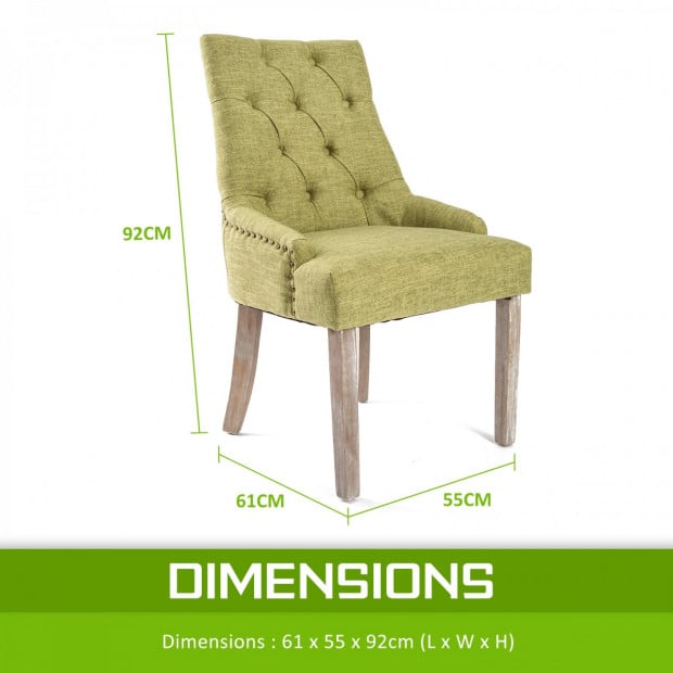 1X French Provincial Oak Leg Chair AMOUR - GREEN Image 9