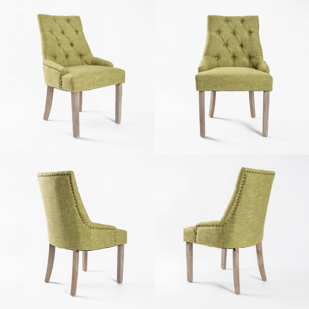 2X French Provincial Oak Leg Chair AMOUR - GREEN Image 2