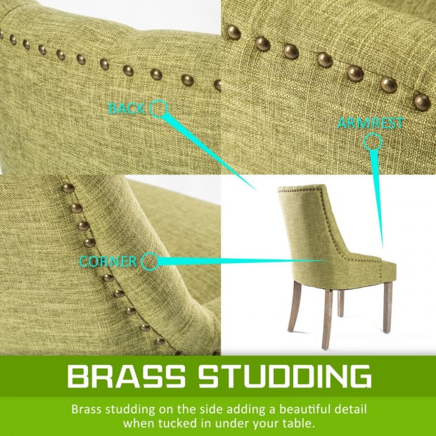 2X French Provincial Oak Leg Chair AMOUR - GREEN Image 3
