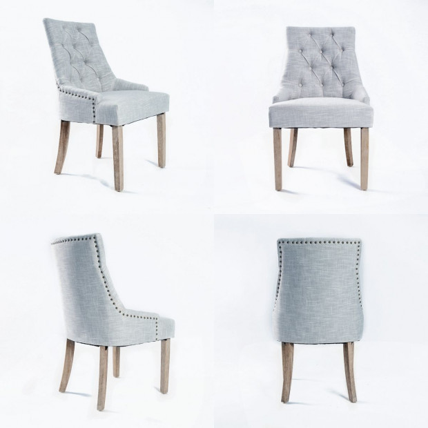 4X French Provincial Oak Leg Chair AMOUR - GREY Image 2