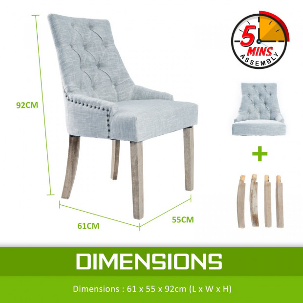 4X French Provincial Oak Leg Chair AMOUR - GREY Image 8