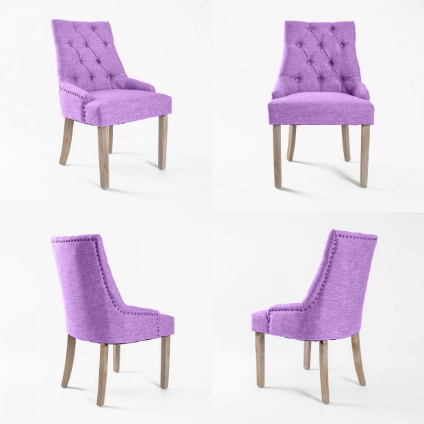 1X French Provincial Oak Leg Chair AMOUR - VIOLET Image 2