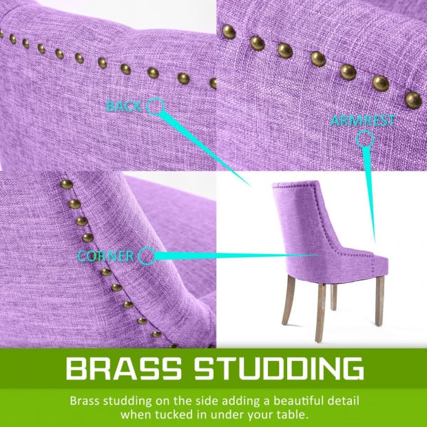 2X French Provincial Oak Leg Chair AMOUR - VIOLET Image 3