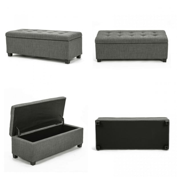 102cm Storage Ottoman Fabric - DARK GREY Image 2