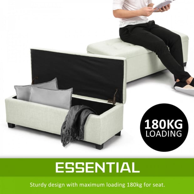 Storage Ottoman Fabric - LIGHT GREEN Image 3