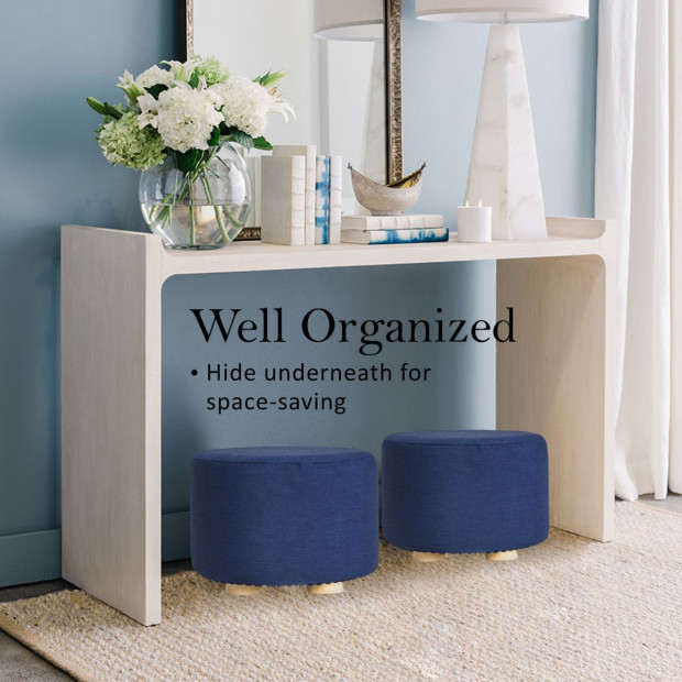 2X Round Foot Stool - DARK BLUE Image 4