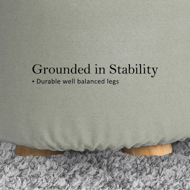 2X Round Foot Stool Ottoman Faux Linen- GREY Image 6