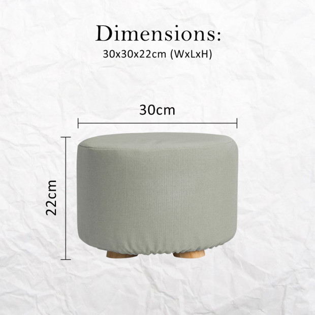 2X Round Foot Stool Ottoman Faux Linen- GREY Image 8