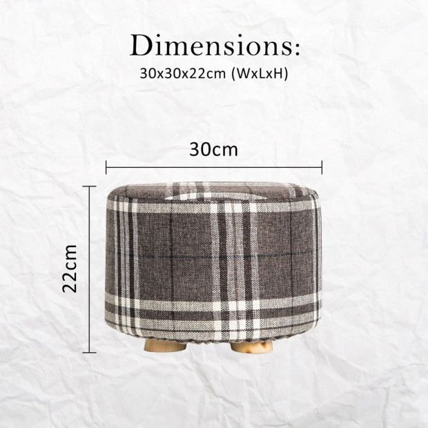 Round Foot Stool Ottoman Faux Linen - LATTICE Image 8