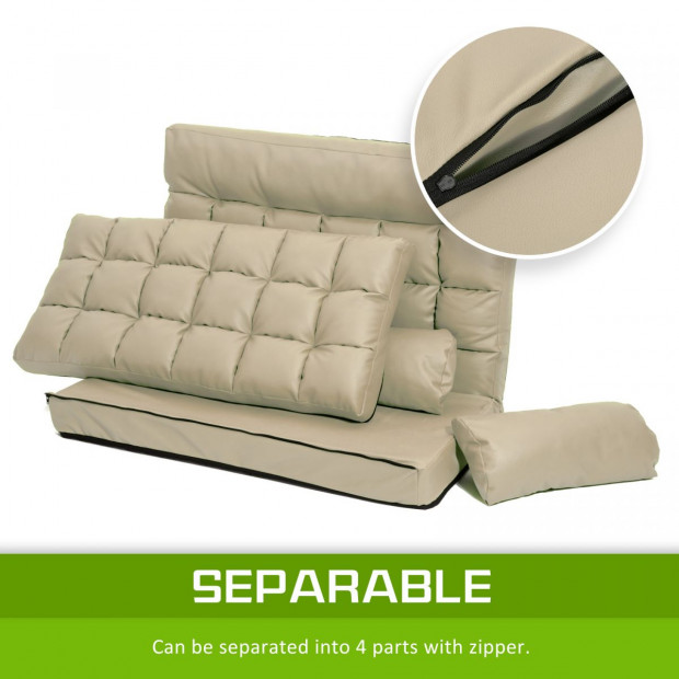 Leather Lounge Sofa Double Bed GEMINI - BEIGE Image 6