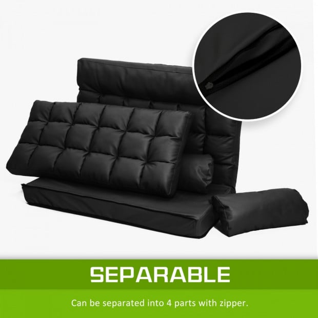 Lounge Sofa Leather Double Bed GEMINI - BLACK Image 6