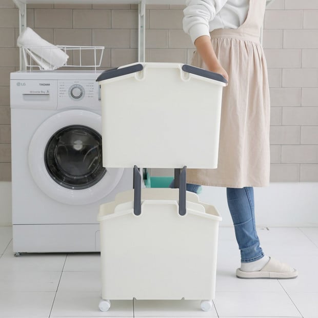 2X Multipurpose Laundry Basket - IVORY Image 3