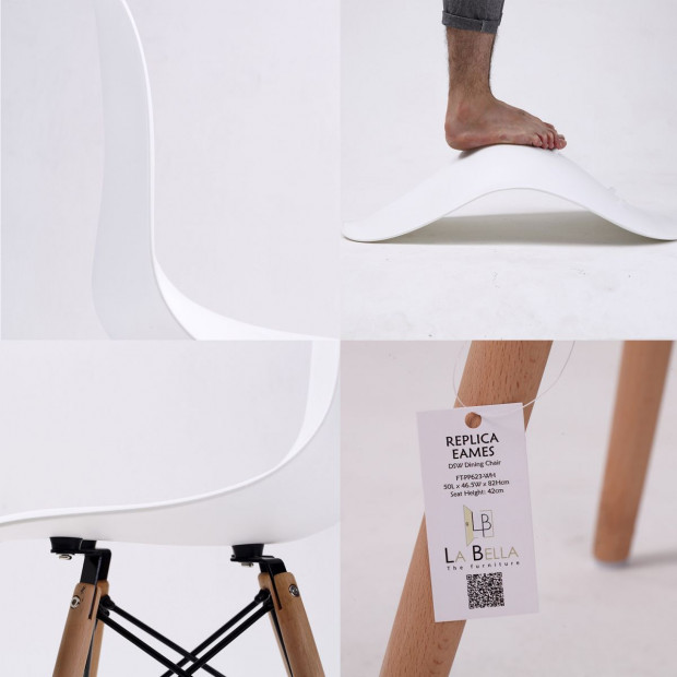 4x DSW Dining Chairs Retro Furniture - WHITE Image 3