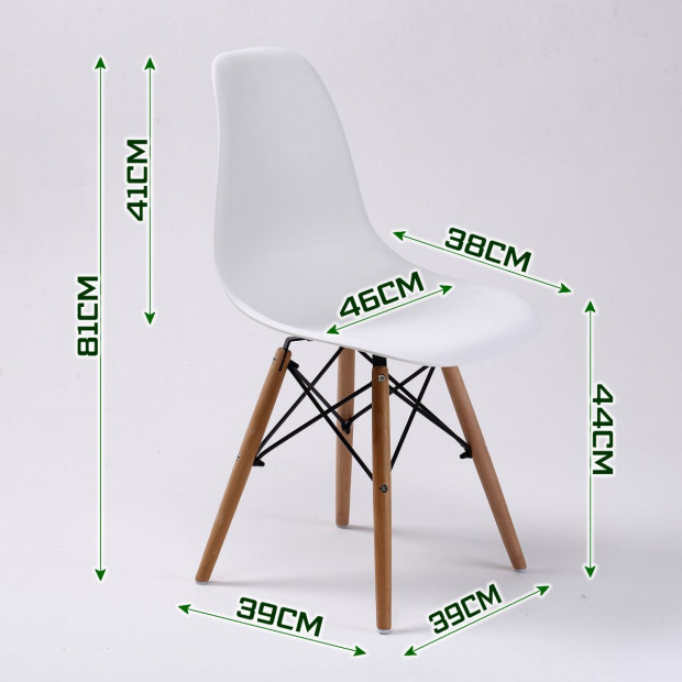 4x DSW Dining Chairs Retro Furniture - WHITE Image 7