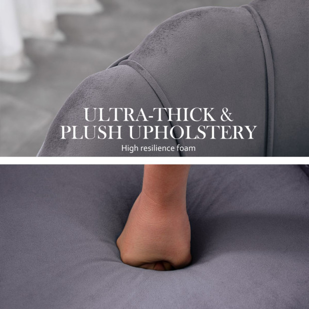 Armchair Velvet Shell Scallop - Grey Image 10