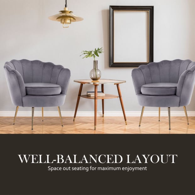 Armchair Velvet Shell Scallop - Grey Image 11