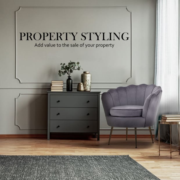 Armchair Velvet Shell Scallop - Grey Image 4