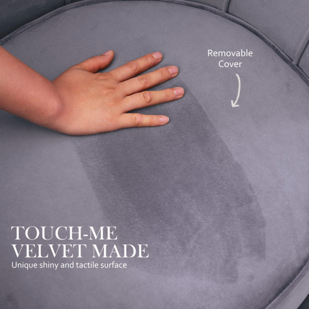 Armchair Velvet Shell Scallop - Grey Image 7