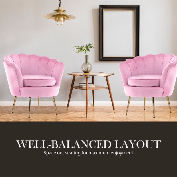 Armchair Velvet Shell Scallop - Pink Image 11