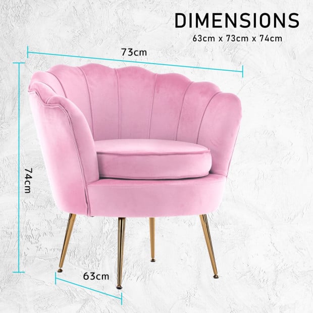 Armchair Velvet Shell Scallop - Pink Image 12
