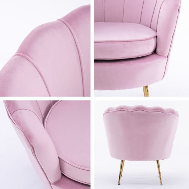 Armchair Velvet Shell Scallop - Pink Image 3
