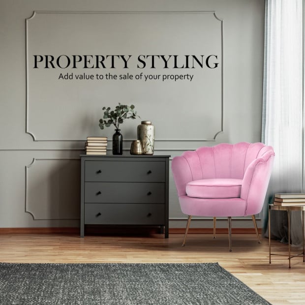 Armchair Velvet Shell Scallop - Pink Image 4