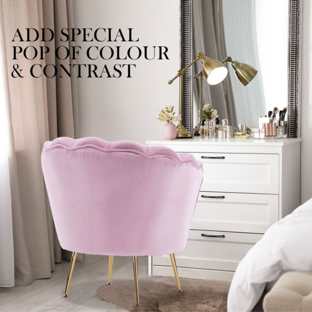 Armchair Velvet Shell Scallop - Pink Image 6