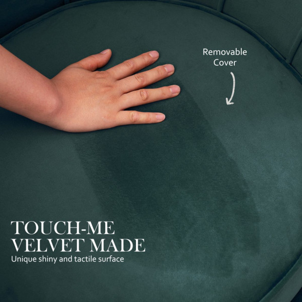 Armchair Velvet Shell Scallop + Ottoman Foot Stool - Green Image 6