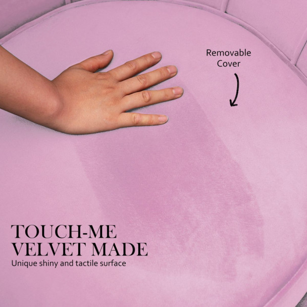 Armchair Velvet Shell Scallop + Ottoman Foot Stool - Pink Image 6