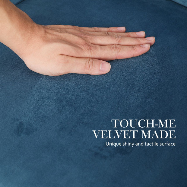 4x French Provincial Velvet With Ring Chair Lisse - Navy Blue Image 4