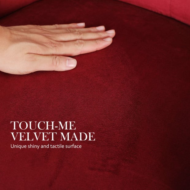 2x French Provincial Velvet With Ring Chair Lisse - Red Image 4