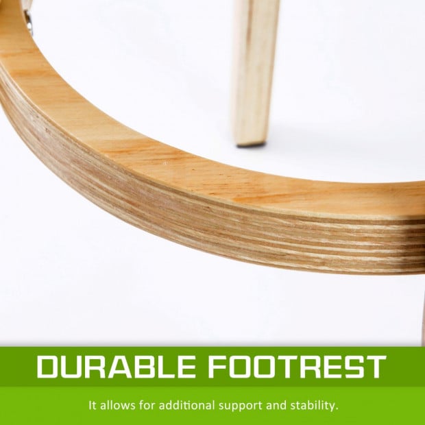 2x Oak Wood Bar Stool 72cm Fabric LEILA - BEIGE Image 3