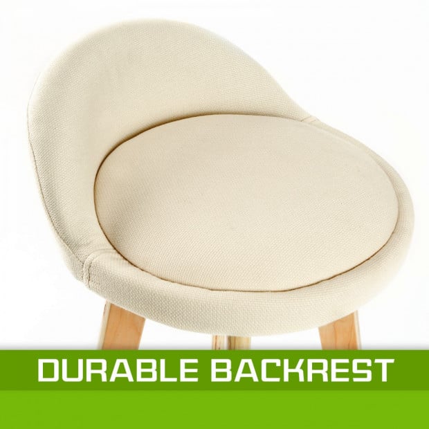 2x Oak Wood Bar Stool 72cm Fabric LEILA - BEIGE Image 7
