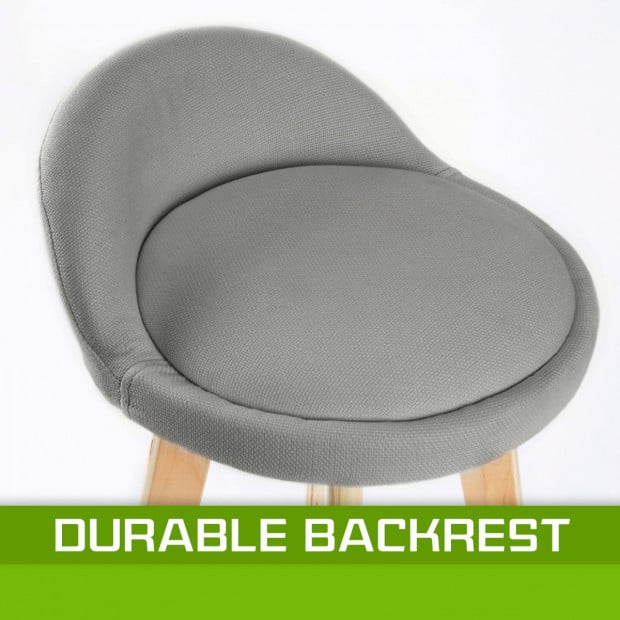 2x Oak Wood Bar Stool 72cm Fabric LEILA - GREY Image 7