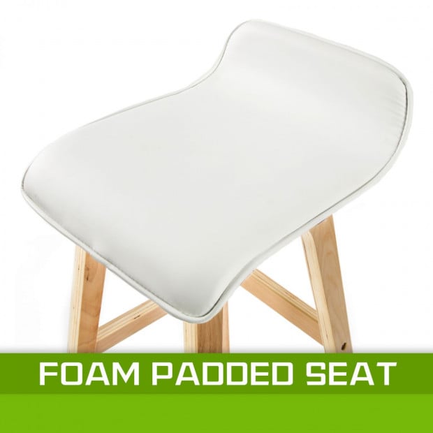 4x Oak Wood Bar Stool 74cm Leather SOPHIA - WHITE Image 5