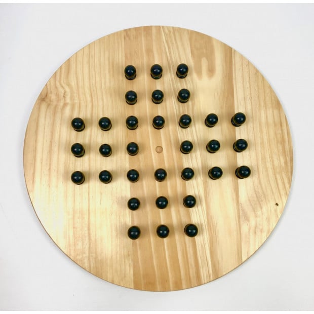 Round Wooden Giant Chinese Checkers Solitaire Game 60cm